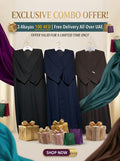 Premium Plain Abaya Combo Offer – Set of 3 (Black, Navy Blue & Brown)
